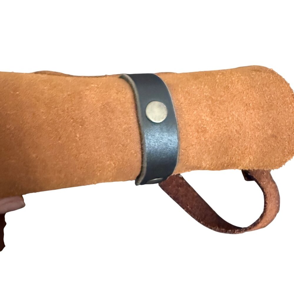 Rogue Journeymen Brown Suede & Green Canvas Crossbody Bag With Adjustable Strap - Picture 7 of 10